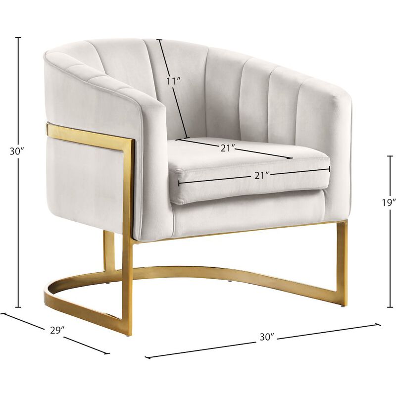 Meridian Furniture Carter Cream Velvet Accent Chair