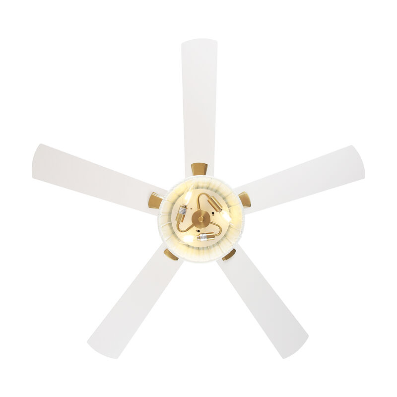 52" Modern Antique Brass Reversible Handwoven PE Rattan Ceiling Fan with Light and Remote image number 6