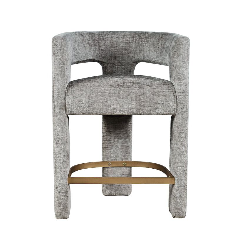 Jofran Gwen Modern Luxury Jacquard Fabric Upholstered Sculpture Counter Stool