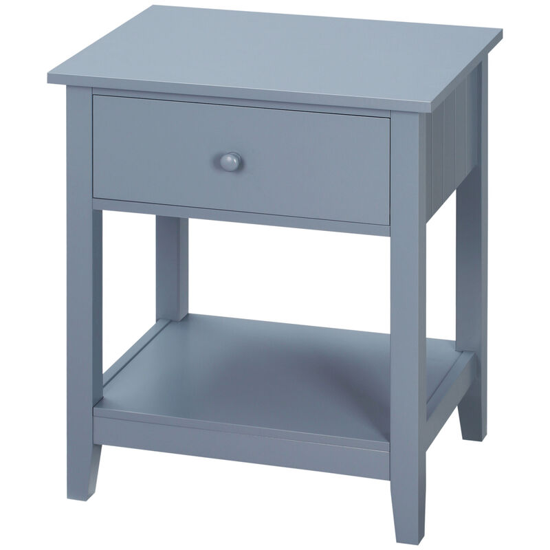 HOMCOM End Table, 2-tier Side Table with Drawer and Storage Shelf, Modern Beside Table for Bedroom, Living Room, Gray