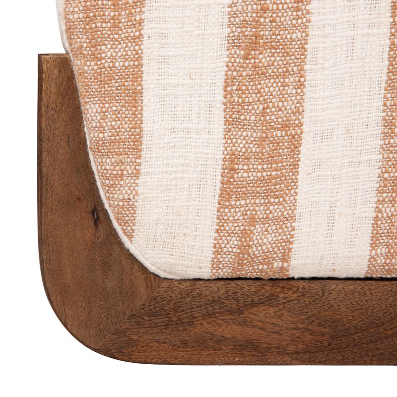 Rowena Interiors Striped Upholstered Storage Bench with Hinged Seat, Brown image number 3