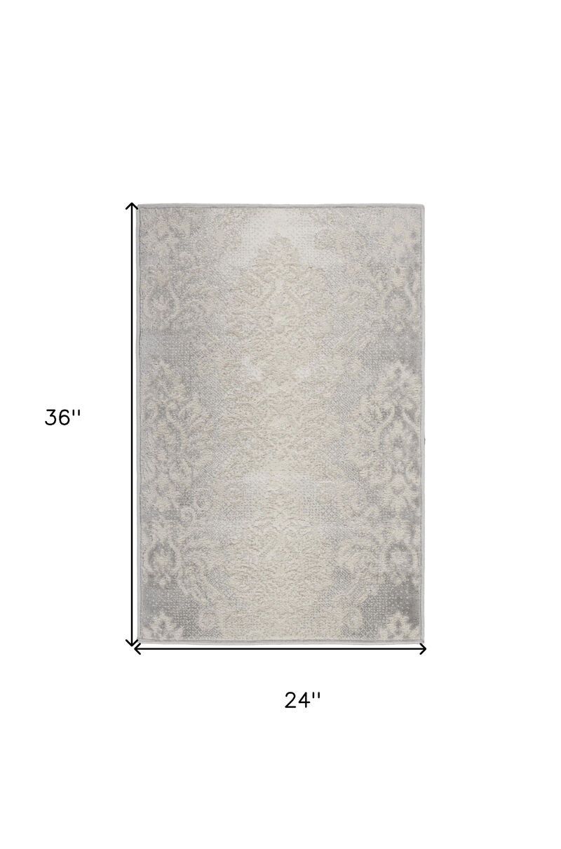 HomeRoots Damask Distressed Non Skid Area Rug image number 3