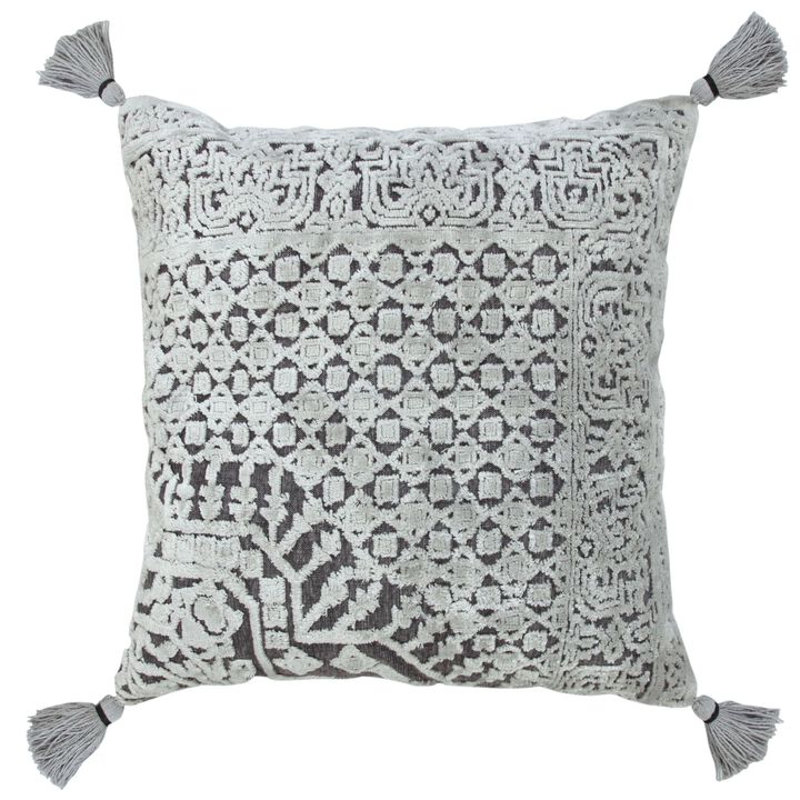 20" Silver Gray Geometric Textured Square Throw Pillow