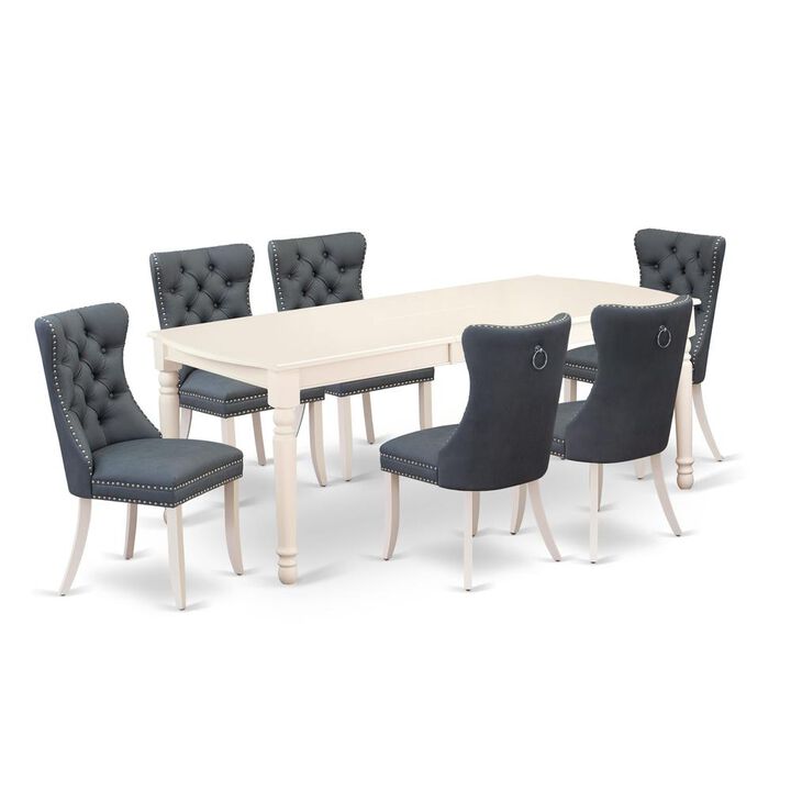 East West Furniture 7 Piece Dining Set Consists of a Rectangle Kitchen Table with Butterfly Leaf