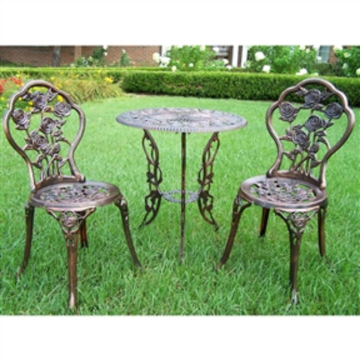 3-Piece Outdoor Bistro Set with Rose Design
