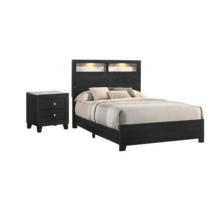 Bedroom Set, Wood, 2 Piece Set with Nightstand
