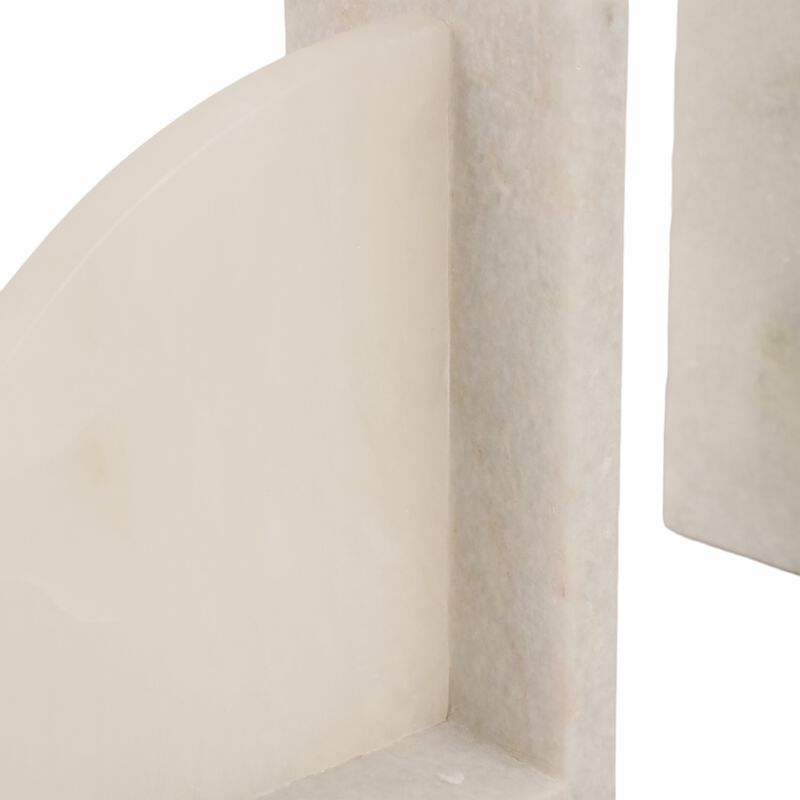 S/2 6" Alabaster Arc Bookends, White image number 3