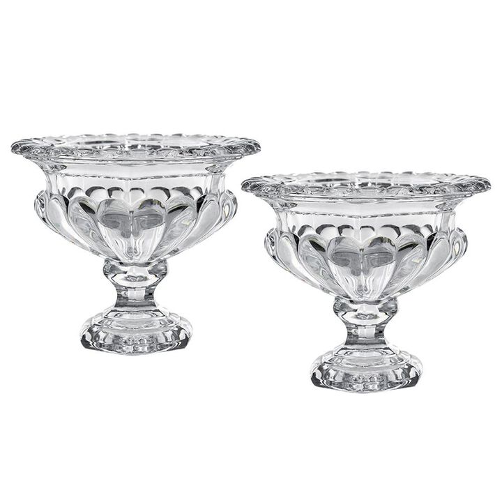 HomeRoots Set of Two Clear Glass Round Bowl Table Vases