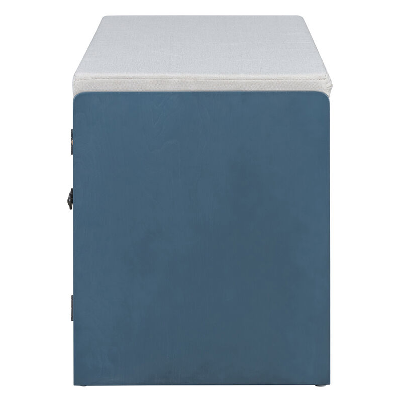 Trexm Storage Bench Multifunctional Wood Entryway Shoe Bench image number 2