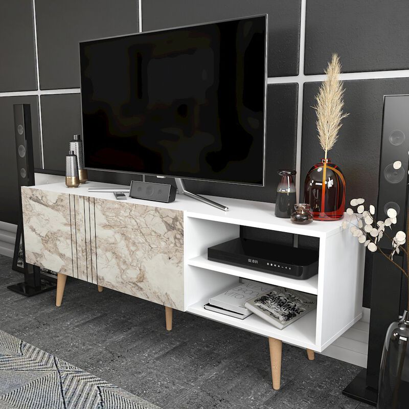 Decorotika Ronas Tv Stand - White & Ephesus Marble