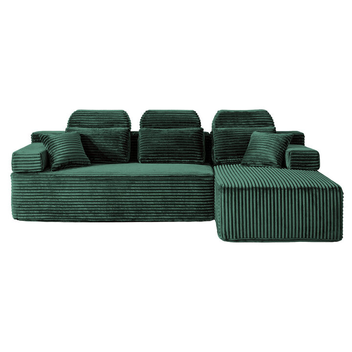 Schun L Shaped Corduroy Sectional Sleeper Sofa