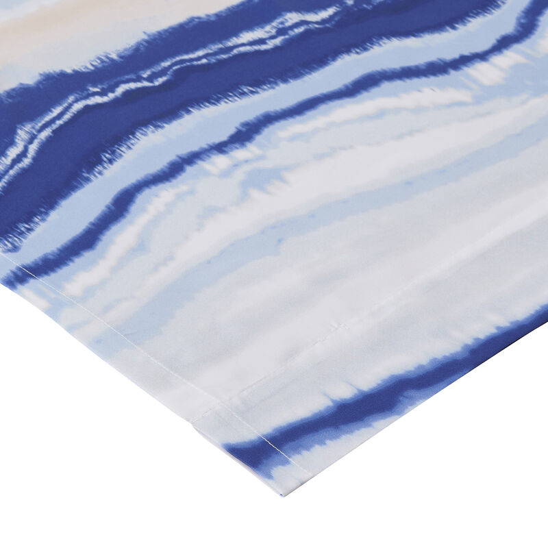 Oda 84 Inch Window Curtains, Microfiber Polyester, Blue Ocean Wave Print - Benzara