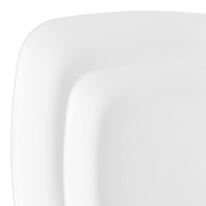 Solid White Flat Rounded Square Plastic Dinnerware Value Set (40 Sets) image number 9