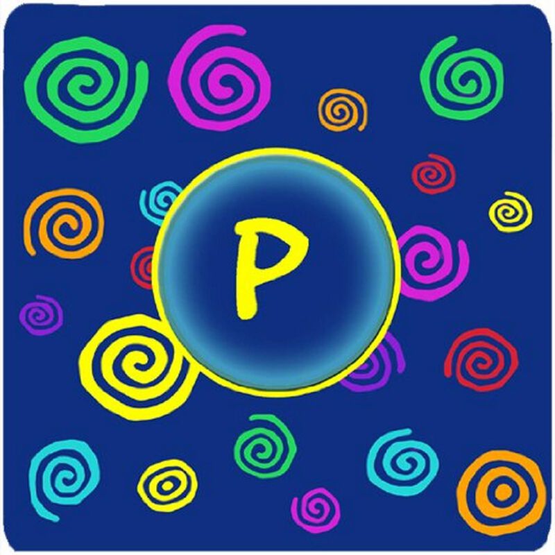 Caroline's Treasures CJ1011-PFC Monogram-Blue Swirls Foam Coasters (Set of 4), Initial Letter P, 3.5 H x 3.5 W, Multicolor