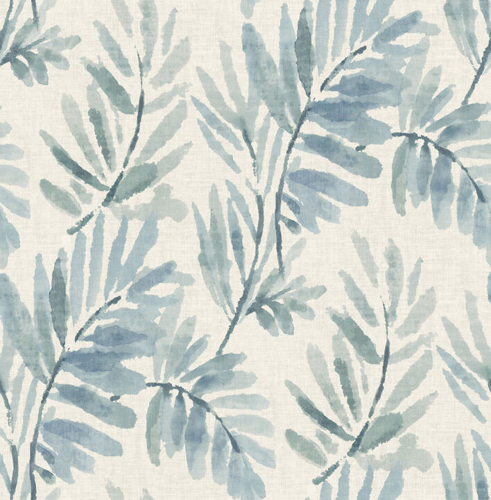 Serenade Blue Ferns Wallpaper