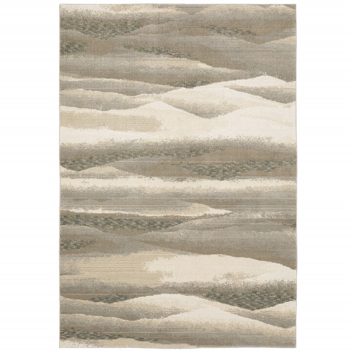 2 X 3 grey Blue And Teal Abstract Power Loom Stain Resistant Area Rug