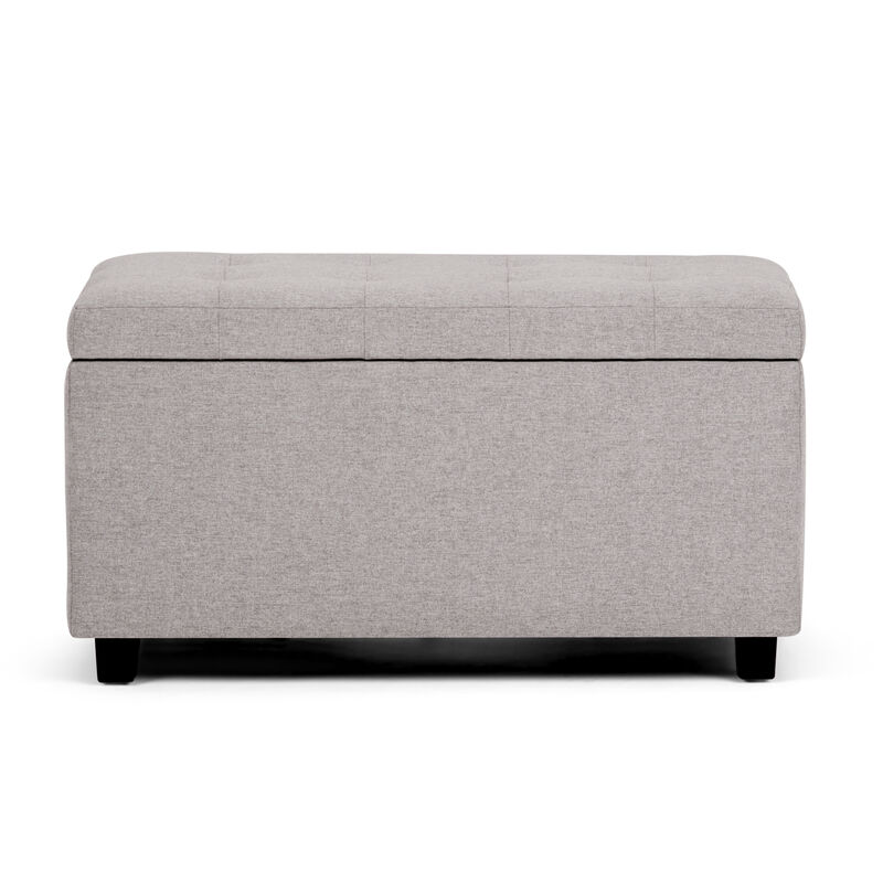 Cosmopolitan 34 inch Wide Transitional Rectangle Storage Ottoman in Cloud Grey Linen Look Fabric, Assembled