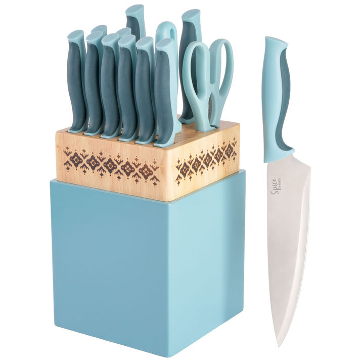 Spice by Tia Mowry Savory Saffron 14 Piece Stainless Steel Cutlery Set in Blue