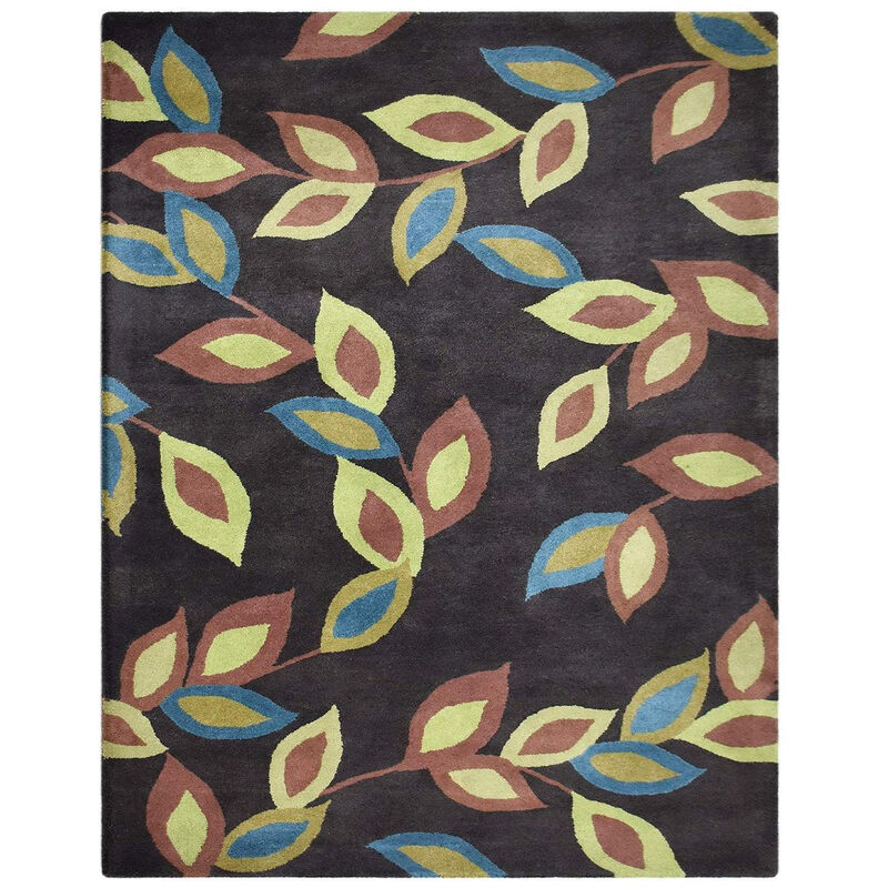 RUGSOTIC CARPETS HAND TUFTED WOOL ECO-FRIENDLY AREA RUGS  - 5'x7'6'', Rectangle Shape, Multicolor, Floral Modern Design, High Pile Thick Handmade Area Rugs for Living Room, Bed Room (K03138)