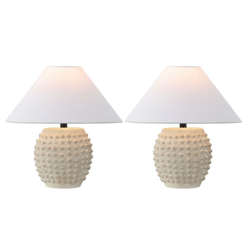Effie 18.25" Minimalist Scandinavian Ceramic/Iron Hobnail LED Table Lamp