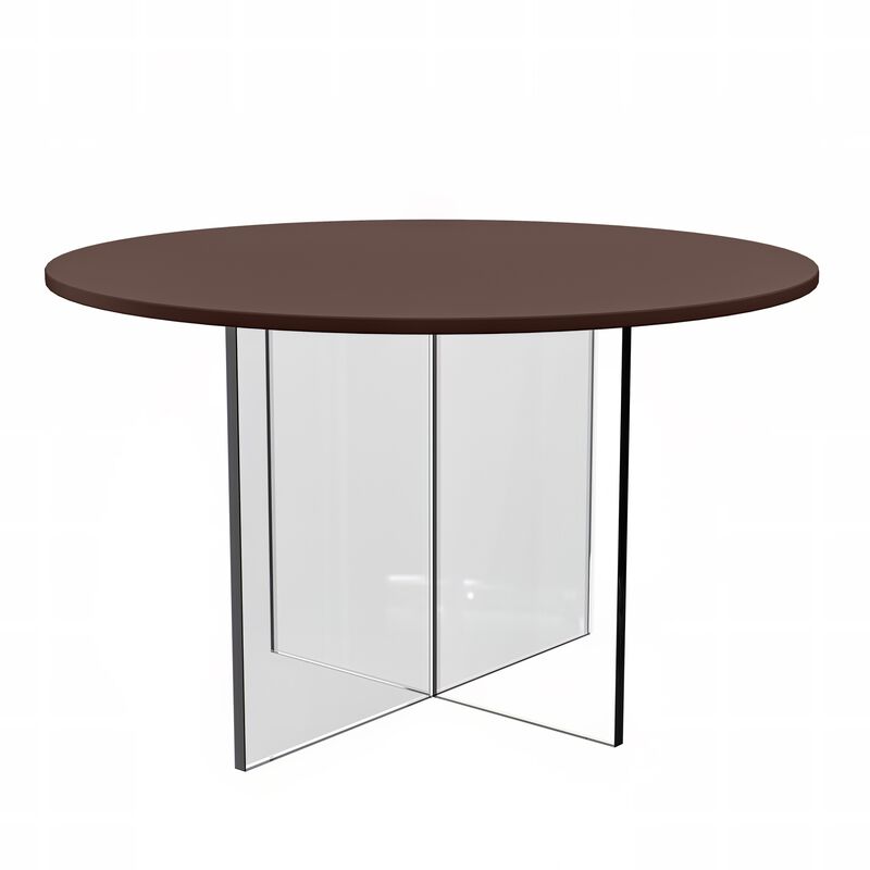 LeisureMod Coffee Table with Round Tabletop and Sturdy Acrylic Cross Base – Modern Accent Table for Living Room, Office, and Contemporary Spaces – Valore Series