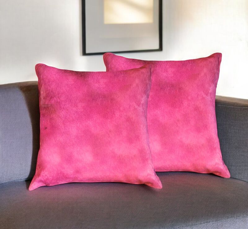 Fuchsia Cowhide Pillow Cover for Sofa, Couch, or Bed Decoration