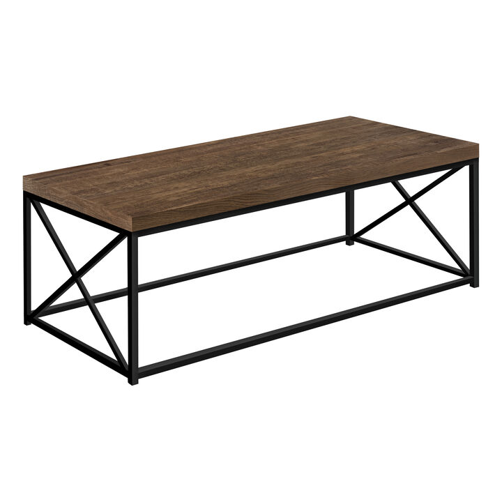 Monarch Specialties I 3416 Coffee Table, Accent, Cocktail, Rectangular, Living Room, 44"L, Metal, Laminate, Brown, Black, Contemporary, Modern