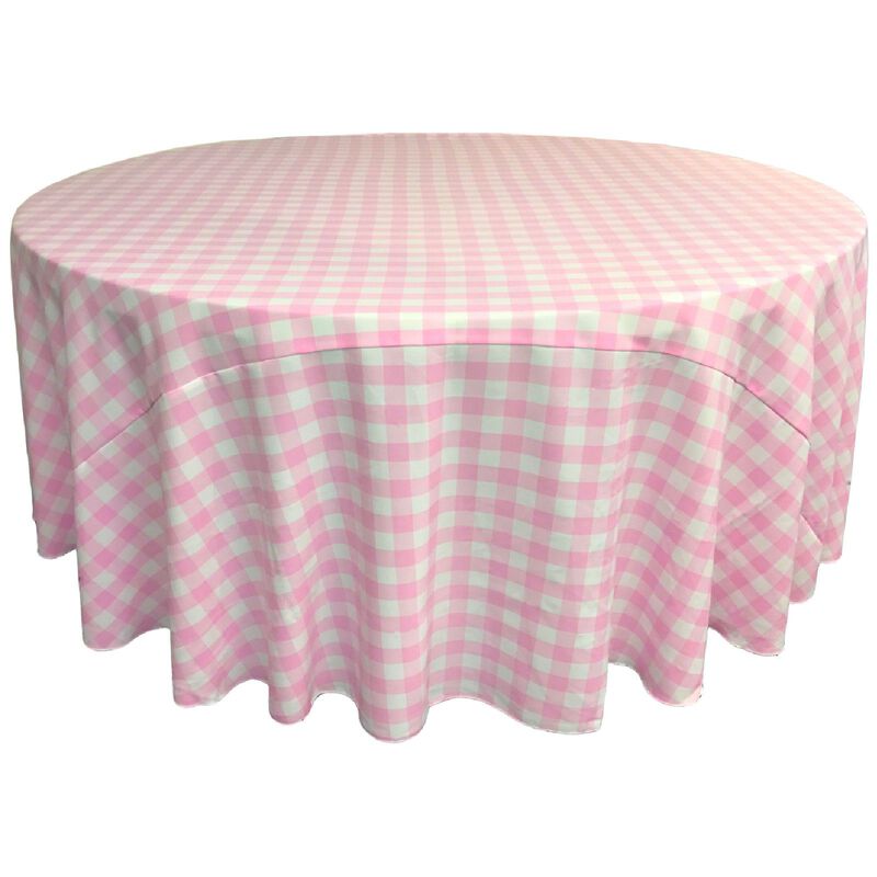 Round Checkered Tablecloth Gingham Style Fabric Table Cover for Dining and Events image number 2
