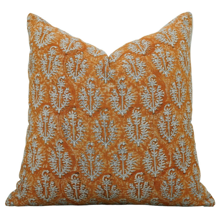 Fabdivine Handmade Farmhouse Heavy Linen Pillow Cover Boho Rectangle Throw Cushioncase Block Print for Sofa, Bed, Dining, D&eacute;cor, Neelgagan