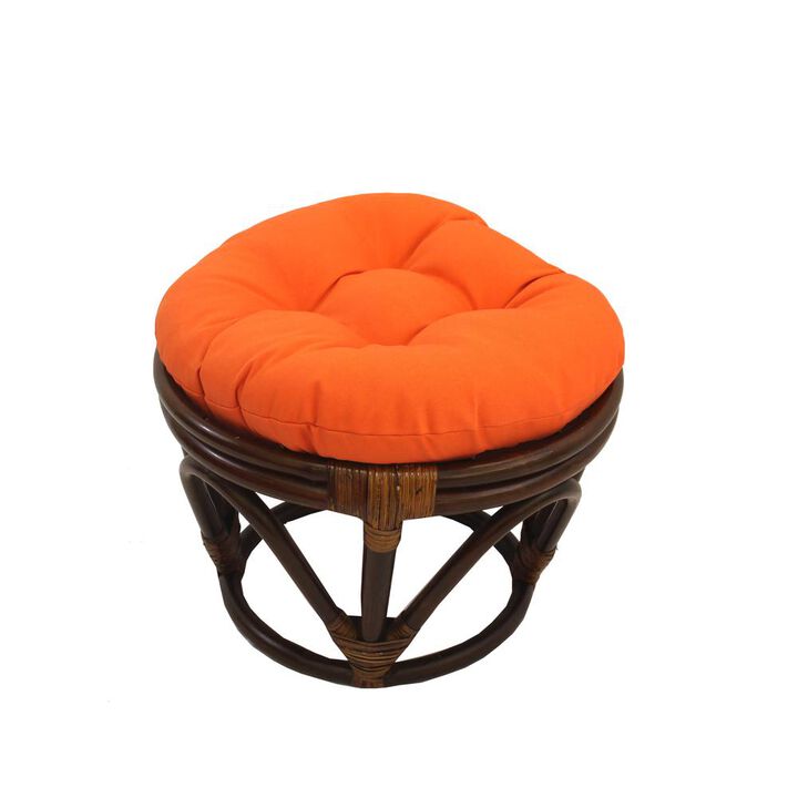 International Caravan Rattan Footstool with Twill Cushion