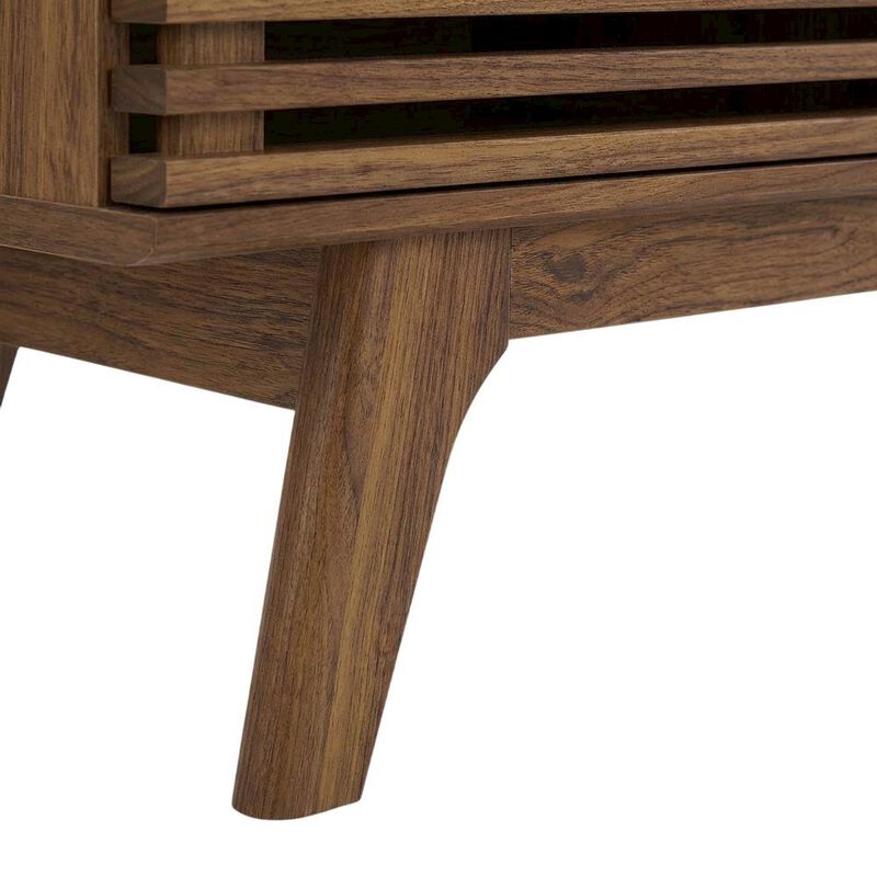 Wooden brown TV stand with spacious surface and modern design image number 6