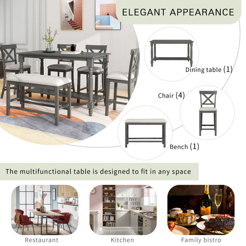 Streamdale 6-Piece Counter Height Dining Set