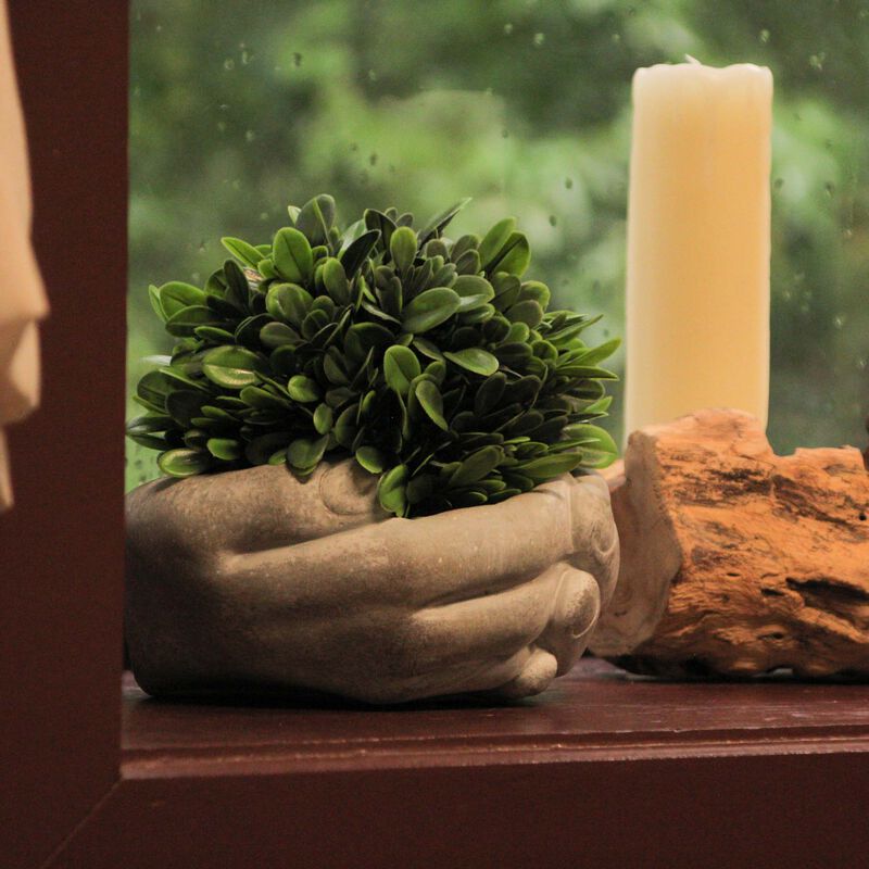 Cement Cupped Hands Wall-Mountable Planter & Birdfeeder image number 9