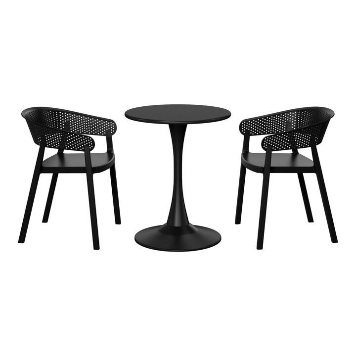 WestinTrends 3-Piece Indoor Outdoor Metal Patio Dining Table Set With Stackable Patio Chairs