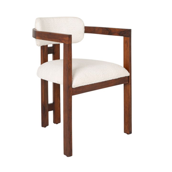 Acacia Wood Dining Chair with Boucle