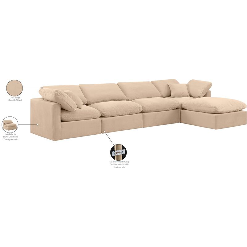 Meridian Furniture Indulge Beige Velvet Modular Sectional
