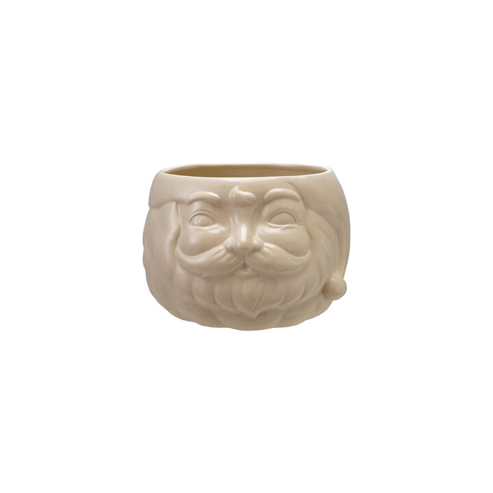Stoneware Santa Head Bottle Cooler/Container, White