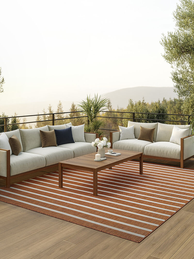 Positano POS03 Terracotta/Ivory 7' x 10' Rug image number 7