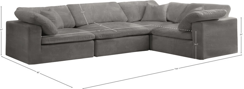 Meridian Furniture Cozy Grey Velvet Modular Sectional image number 6