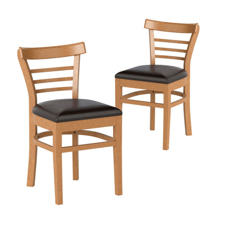 Wooden Dining Chair Set of 2 with Solid Rubber Wood Legs for Restaurant