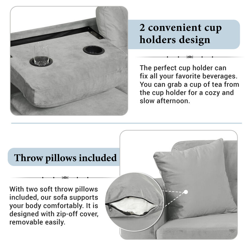 Merax Modern Sectional Sofa with Storage Ottoman