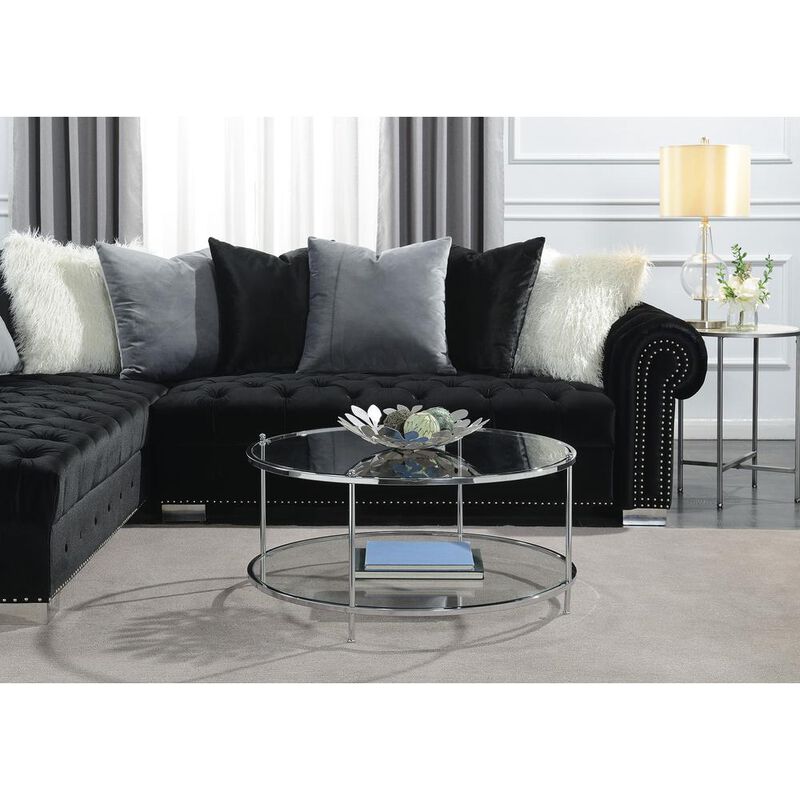 Convience Concept, Inc. Royal Crest 2 Tier Round Glass Coffee Table