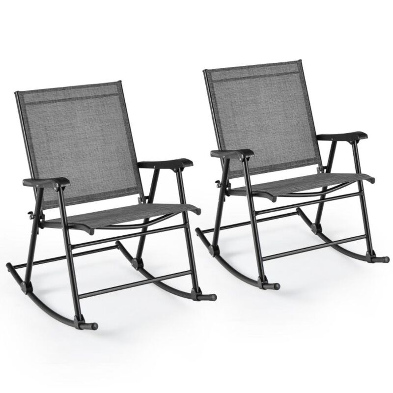 Hivvago Folding Rocking Chair with Breathable Seat Fabric Set of 2
