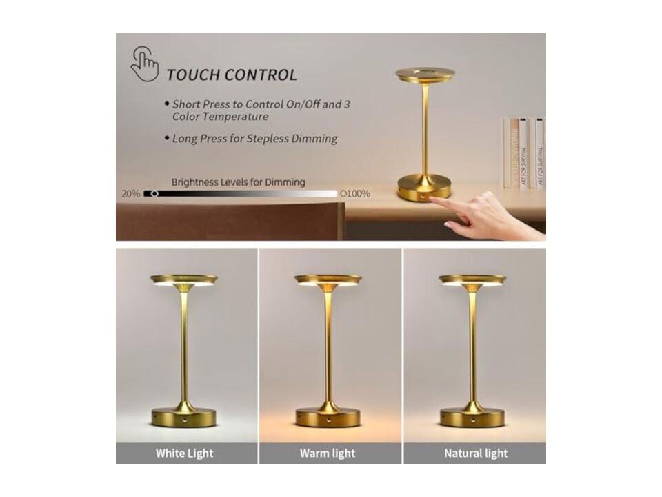 Rechargeable Cordless LED 2 Pack Table Lamps For Patio Outdoor Restaurant
