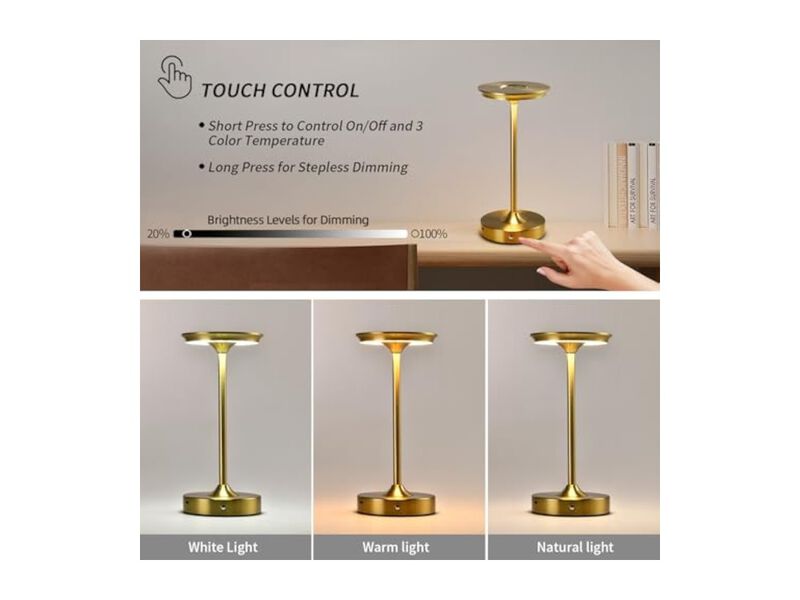 Rechargeable Cordless LED 2 Pack Table Lamps For Patio Outdoor Restaurant image number 1