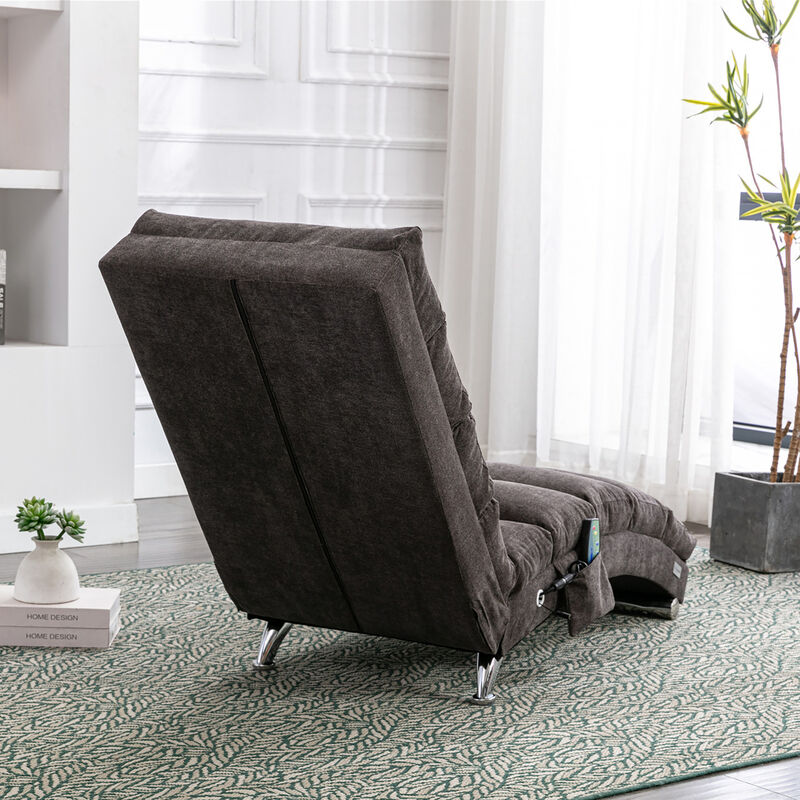 GOODSILO Modern Upholstered Chaise Lounge Chair with Vibration for Relaxation, Ergonomic Fixed Back Fabric Recliner Sofa for Living Room image number 8