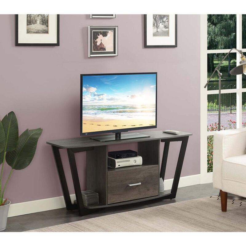 Convenience Concepts Graystone 60 inch 1 Drawer TV Stand with Shelves, Charcoal Gray/Black