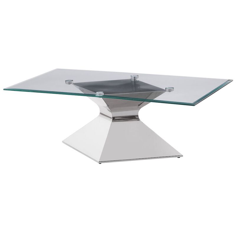Coaster Jenny Glass Top Stainless Steel Coffee Table Chrome