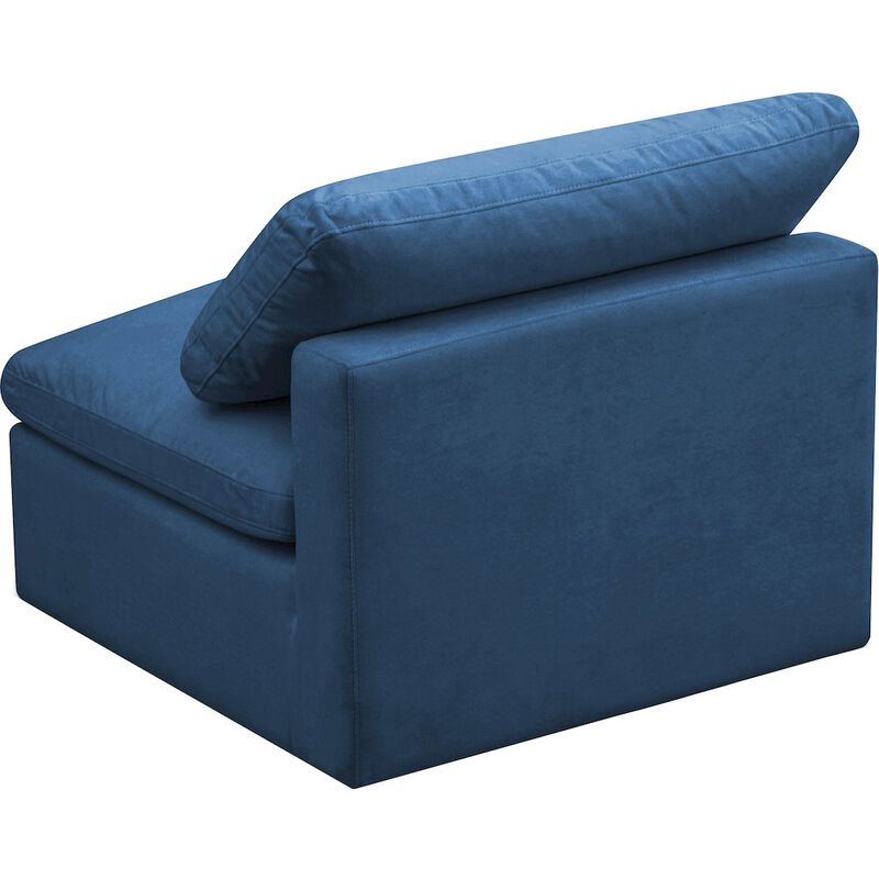 Meridian Furniture Plush Navy Velvet Standard Comfort Modular Armless Chair