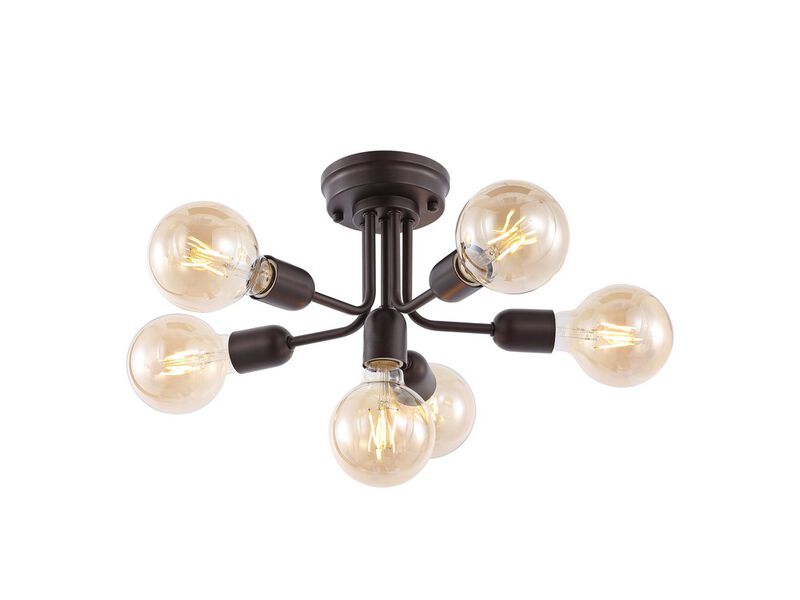 Marcel 6-Light Globe Farmhouse Modern Iron Bistro LED Semi Flush Mount